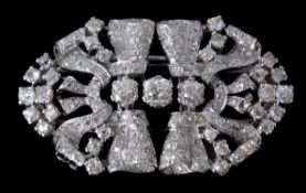 A 1950s Italian diamond double clip brooch