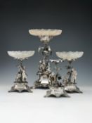 A Victorian suite of four silver centre pieces by John, Edward, Walter & John Barnard