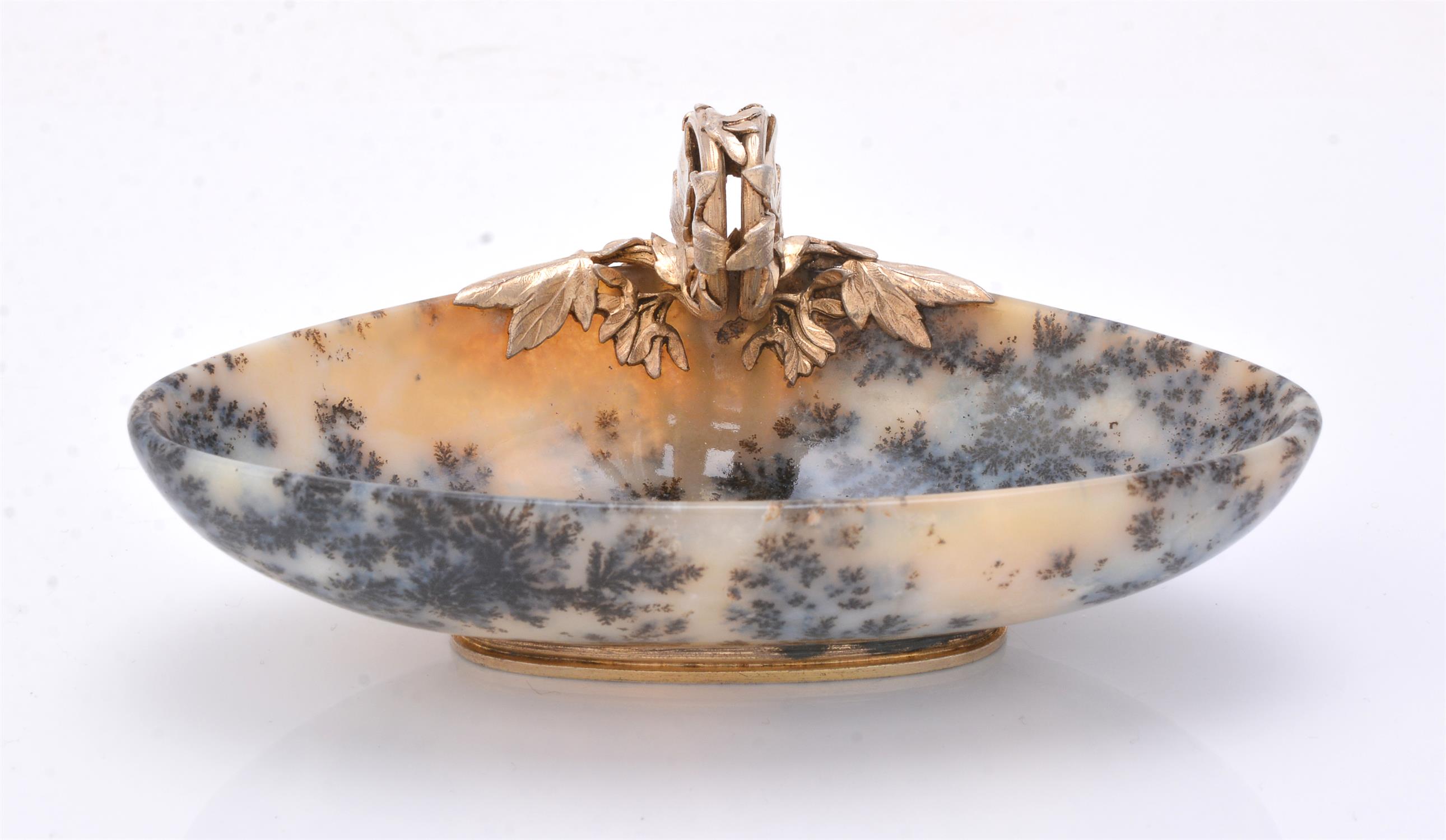 Boucheron, a silver gilt mounted moss agate triform bowl or vide poche by Frédéric Boucheron - Image 3 of 5