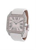 Y Cartier, Santos Dumont, ref. 2858, an 18 carat white gold and diamond wrist watch