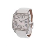 Y Cartier, Santos Dumont, ref. 2858, an 18 carat white gold and diamond wrist watch