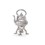 Y A Victorian large silver baluster kettle on stand by John Samuel Hunt