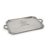 [Zimbabwe interest] A silver rectangular twin handled tray by Thomas Bradbury & Sons Ltd