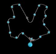 A turquoise and diamond necklace