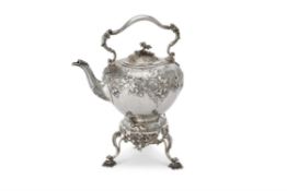 Y A Victorian silver ovoid kettle on stand by John Samuel Hunt