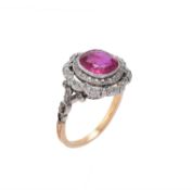 An Edwardian Burma ruby and diamond cluster ring