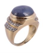 A star sapphire and diamond ring