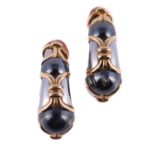 A pair of steel, hematite and gold coloured ear clips by Bulgari