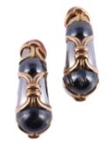 A pair of steel, hematite and gold coloured ear clips by Bulgari