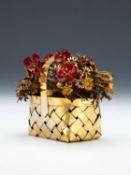 Cartier, a silver gilt and enamel rectangular basket of flowers