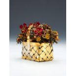 Cartier, a silver gilt and enamel rectangular basket of flowers