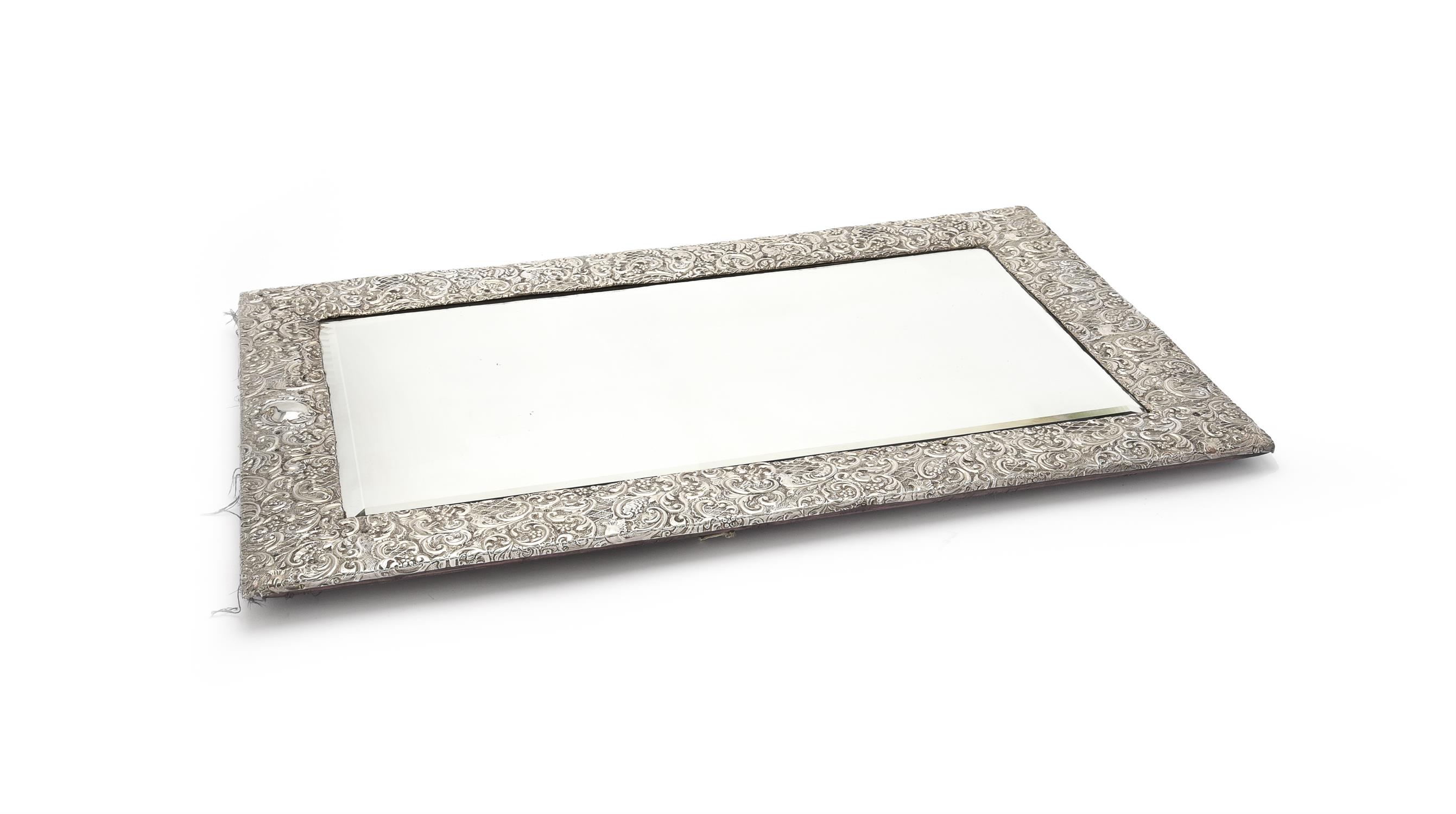An Edwardian silver large rectangular wall or easel dressing mirror by A. & J. Zimmerman - Image 2 of 3