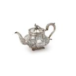Y [Country shooting interest] An early Victorian silver lobed baluster tea pot by William Hunter