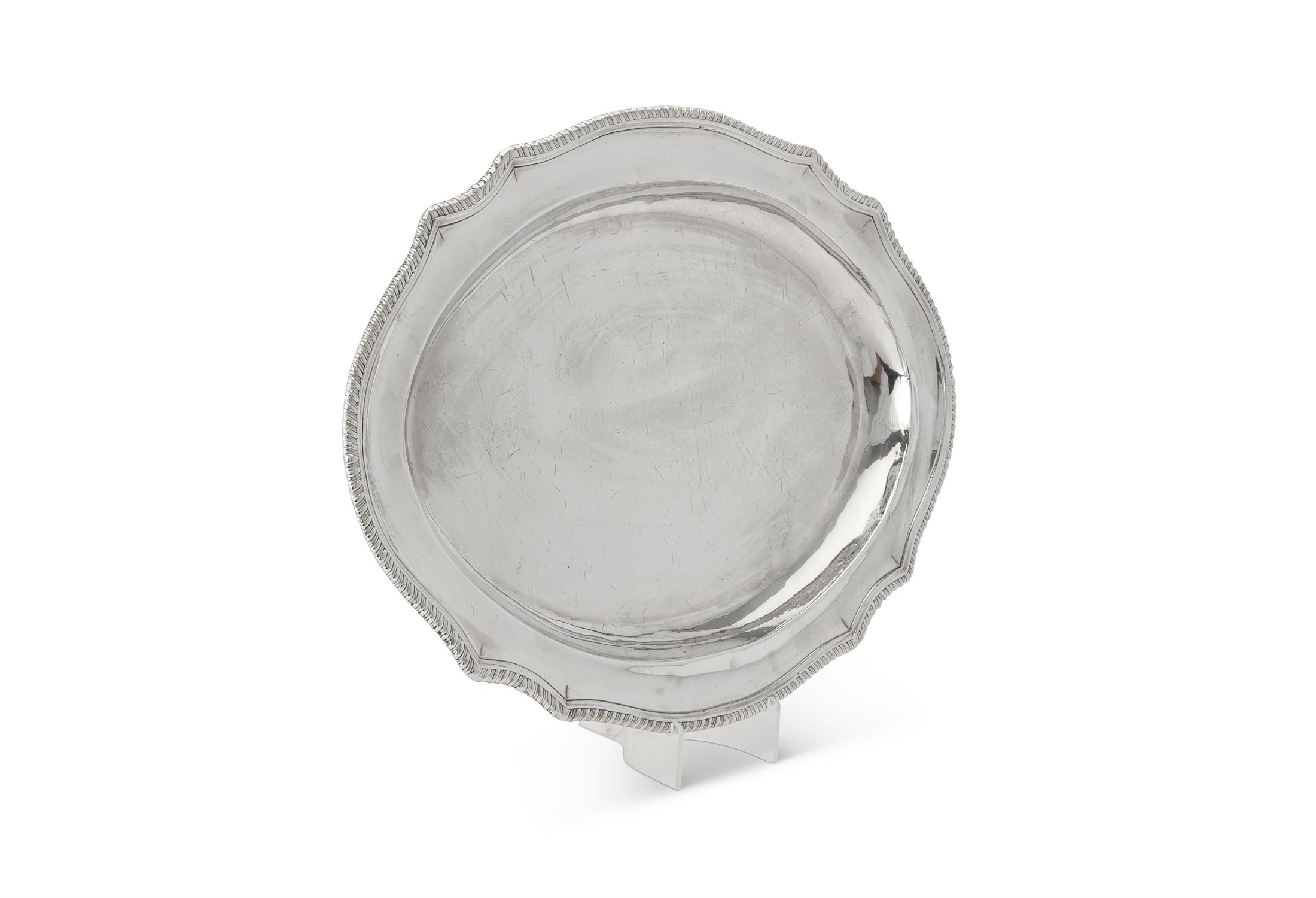 A George III silver shaped oval meat dish by John Houle - Image 2 of 4