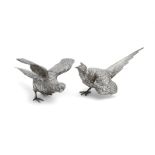 A pair of silver large models of pheasants by Francis Howard Ltd