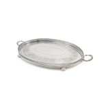 A late Victorian silver oval galleried drinks tray by Walker & Hall