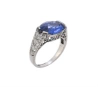 A French Art Deco sapphire and diamond dress ring