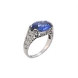 A French Art Deco sapphire and diamond dress ring