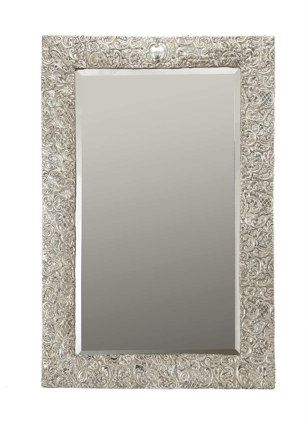 An Edwardian silver large rectangular wall or easel dressing mirror by A. & J. Zimmerman - Image 3 of 3