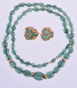 A 1970s emerald bead necklace and earrings