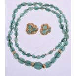 A 1970s emerald bead necklace and earrings