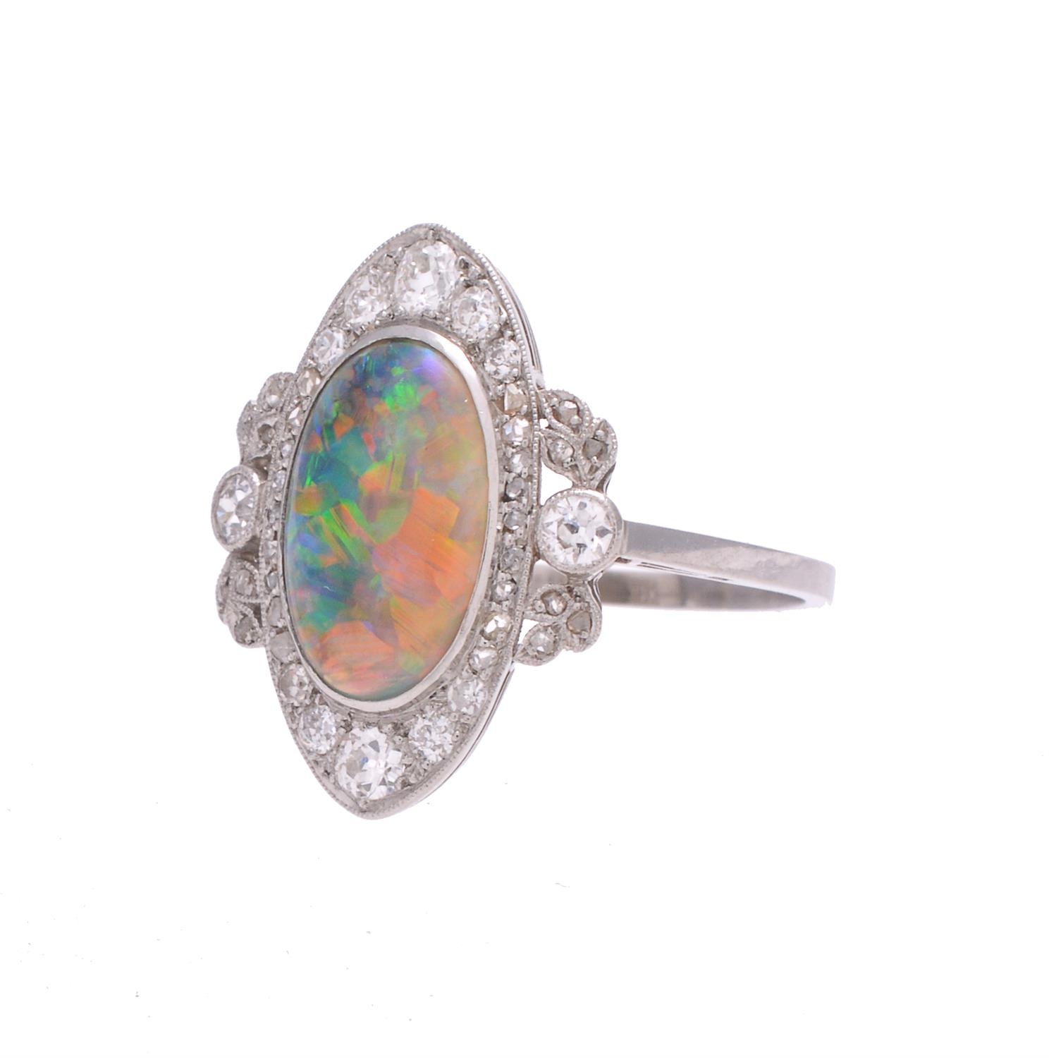 A Edwardian black opal and diamond panel ring - Image 2 of 2