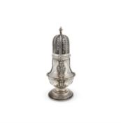 An Edwardian Britannia standard silver baluster sugar caster by Crichton Brothers