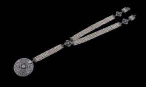 A Belle Époque diamond and seed pearl necklace