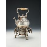 Y A Victorian silver kettle on stand by Henry William Curry
