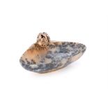 Boucheron, a silver gilt mounted moss agate triform bowl or vide poche by Frédéric Boucheron