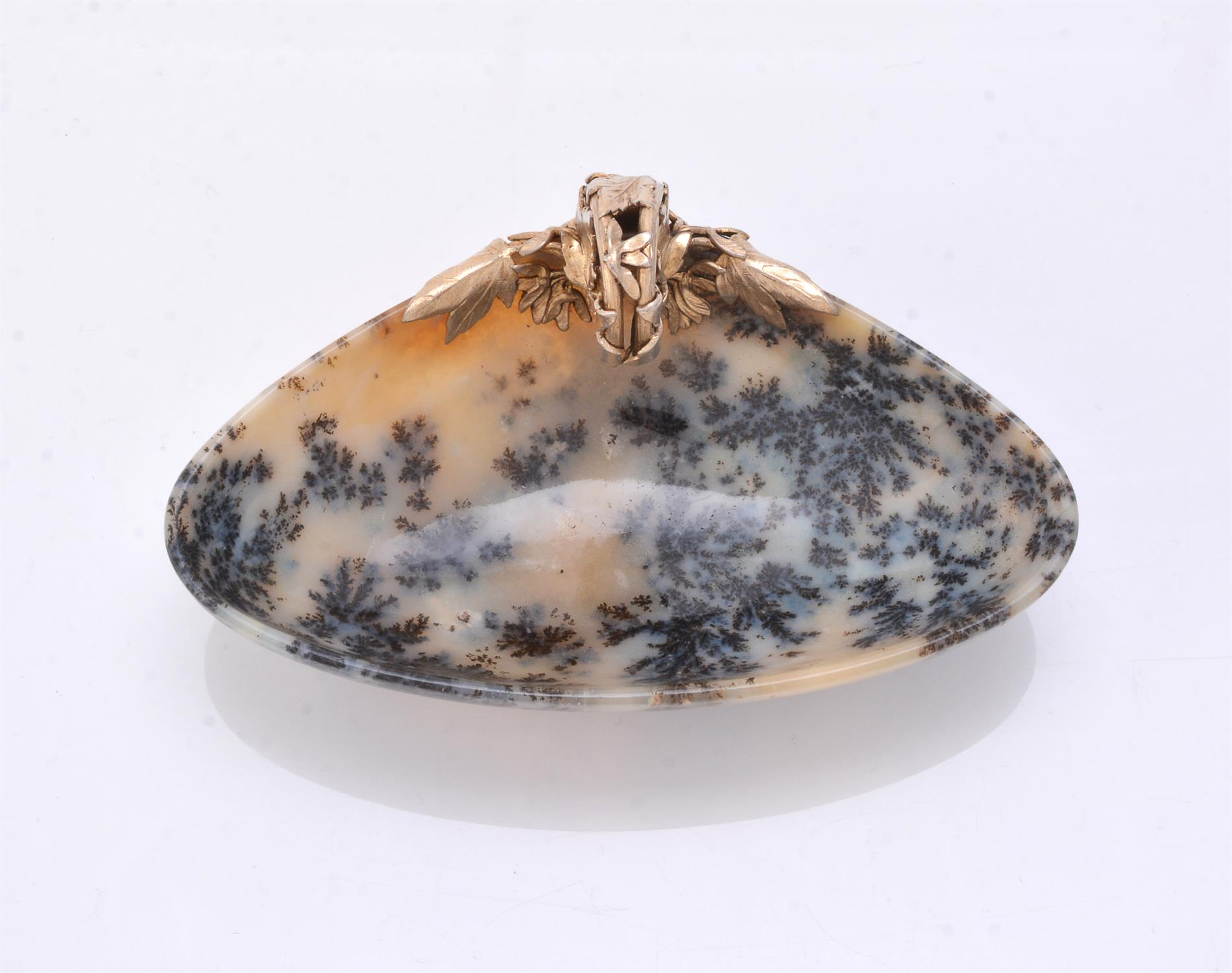 Boucheron, a silver gilt mounted moss agate triform bowl or vide poche by Frédéric Boucheron - Image 5 of 5