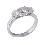 A diamond three stone ring