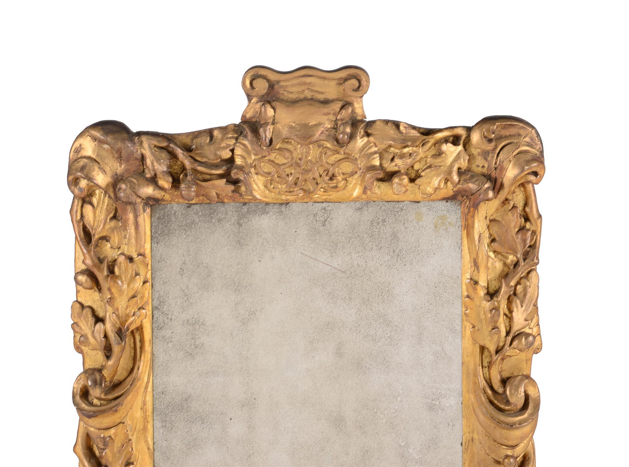 A William & Mary carved giltwood wall mirror - Image 2 of 3