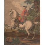 After Johann Elias Ridinger (German 1698-1767)A pair of equestrian printsHand-coloured engravings
