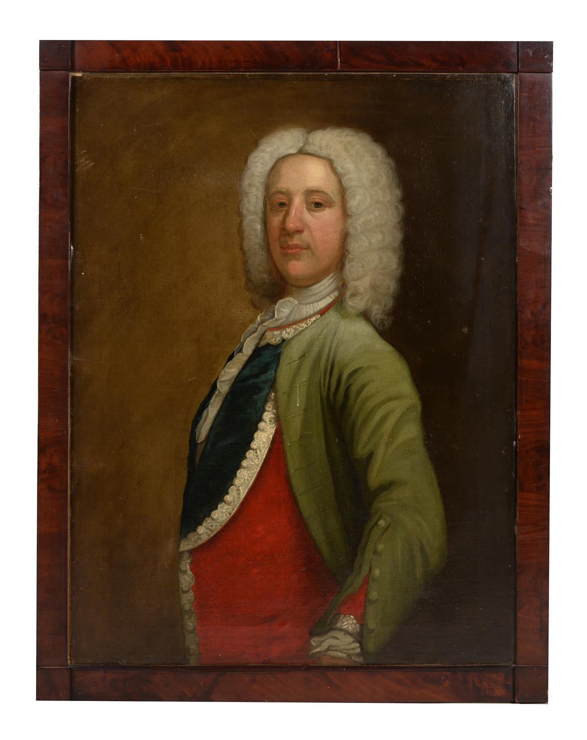 English School (18th century), Portrait of a gentleman in an embroidered waistcoat and jacket - Image 2 of 3