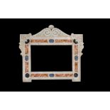 A substantial Italian Carrara marble and specimen marble inlaid frame