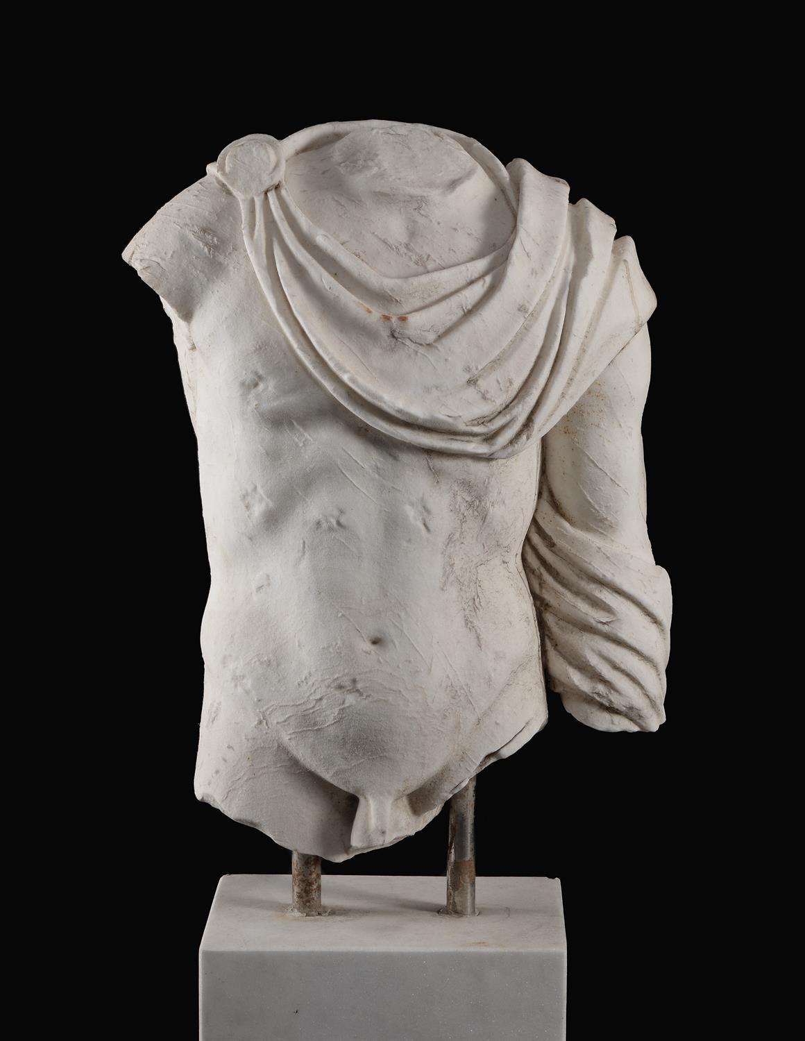 An impressive Italian sculpted white marble torso - Image 3 of 5