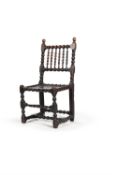 A William & Mary oak side chair