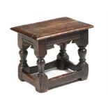 A rare Charles I oak child's joint stool