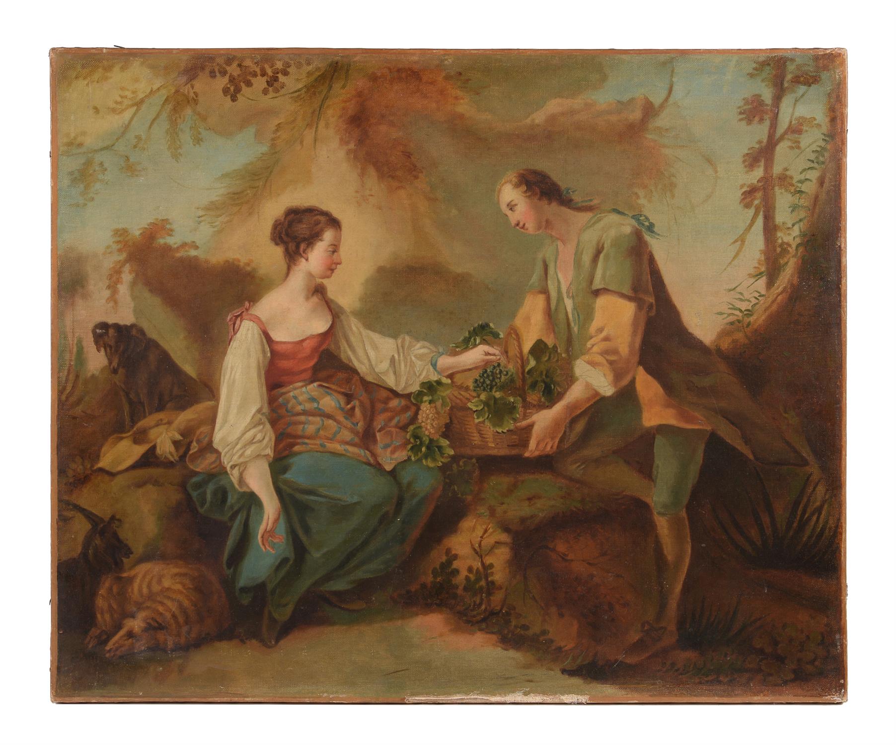 Manner of François Boucher, Presenting the fruit, courting couple - Image 2 of 3