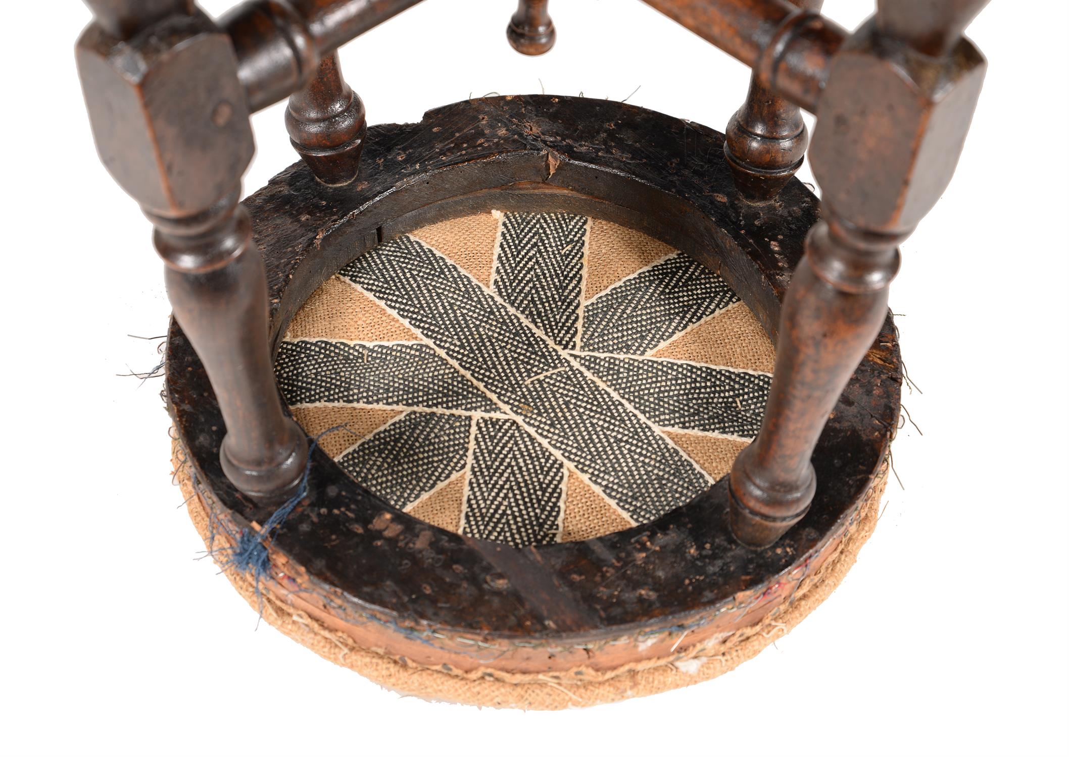 A Queen Anne walnut and beech stool - Image 4 of 4