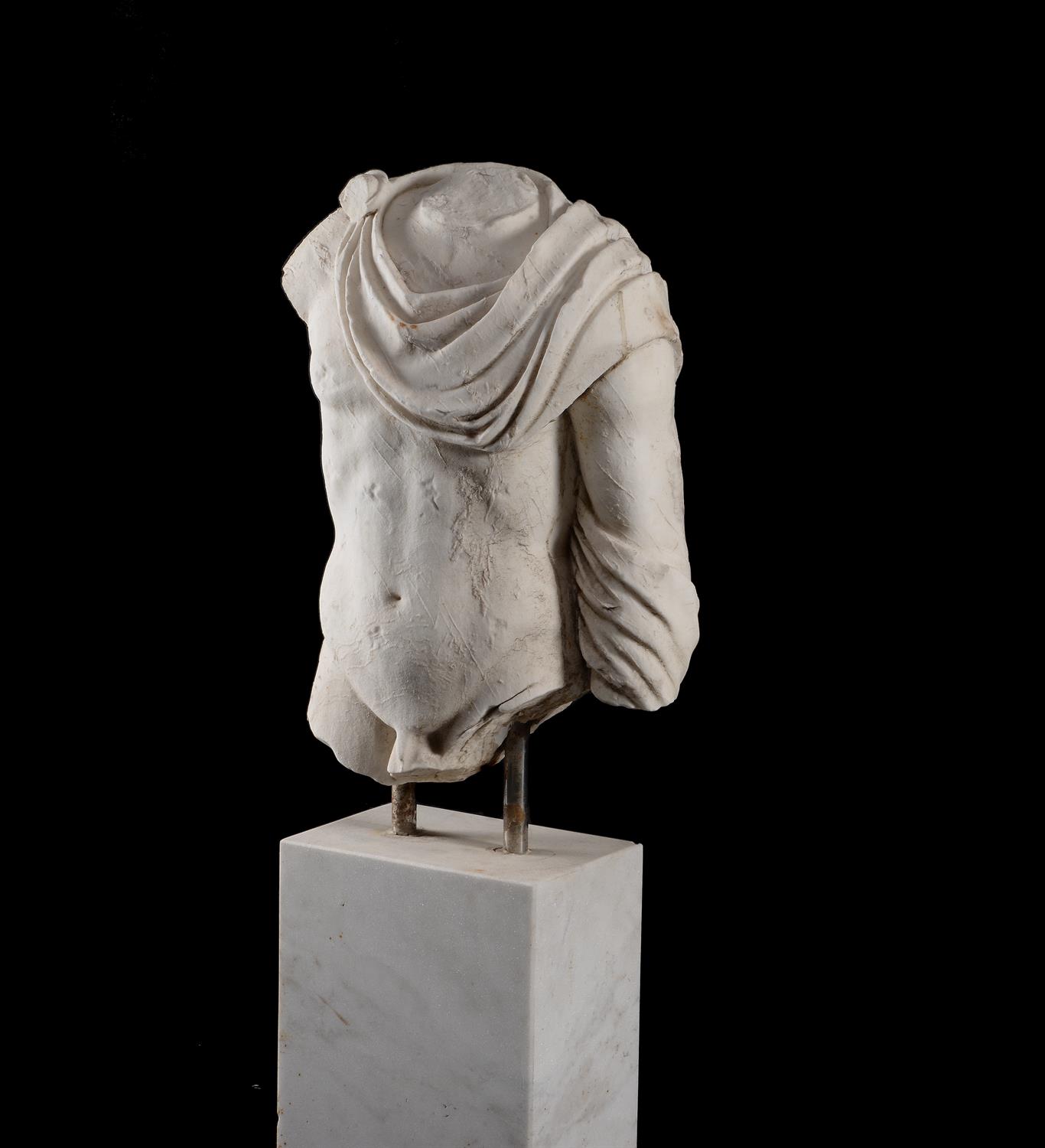 An impressive Italian sculpted white marble torso - Image 4 of 5