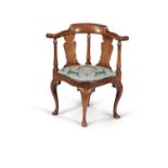 A George II walnut corner chair