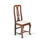 Y A Queen Anne walnut and ivory marquetry side chair