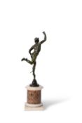 A green patinated bronze model of Mercury after Giambologna