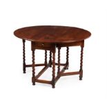 A William & Mary solid cedar gateleg dining table