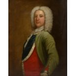 English School (18th century), Portrait of a gentleman in an embroidered waistcoat and jacket