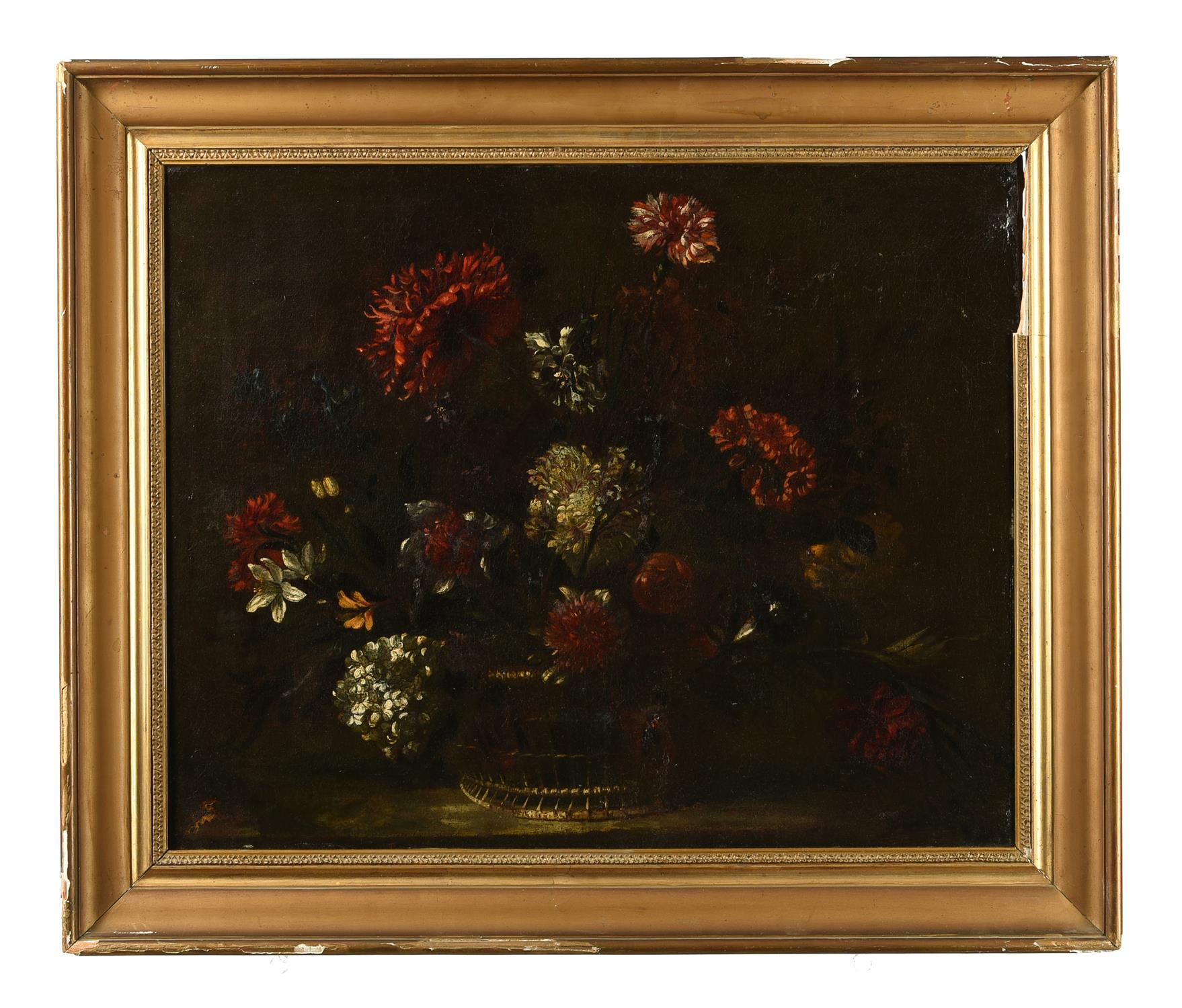 Follower of Nicolas Baudesson, Still life of flowers in a basket - Image 2 of 3