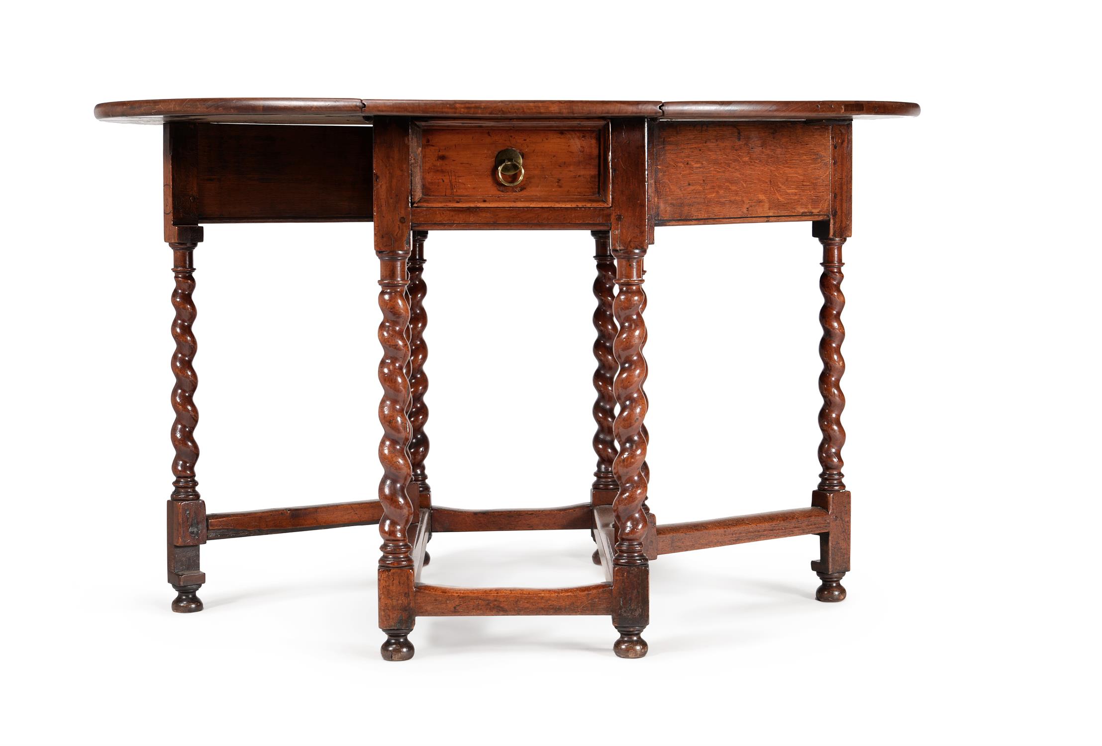 A William & Mary solid cedar gateleg dining table - Image 2 of 5