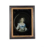 An English reverse glass painted picture of a maiden